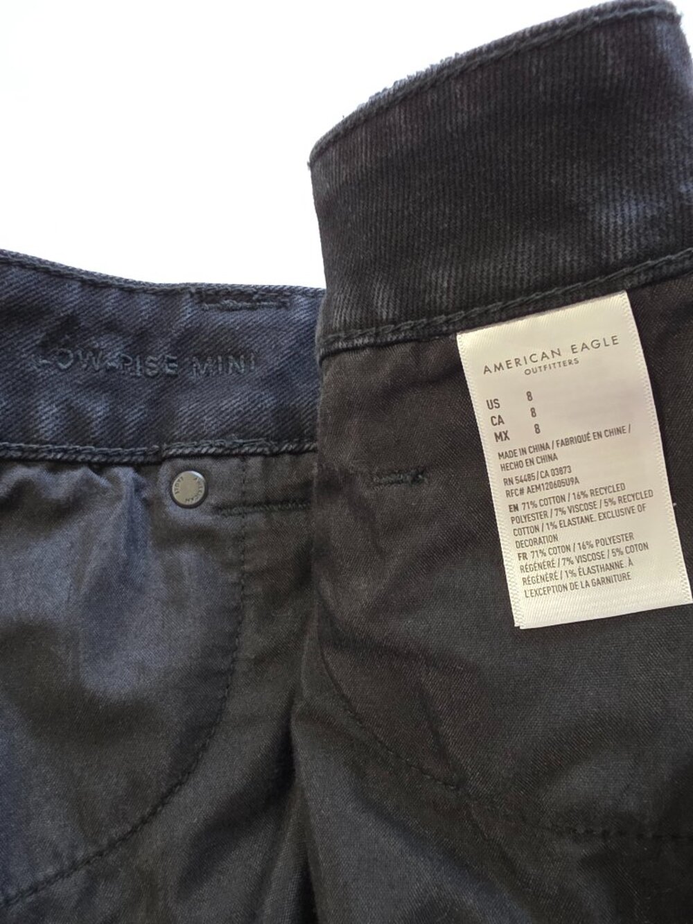 American Eagle Black Denim Raw Hem Micro Mini Skirt Size 8 - Picture 8 of 10